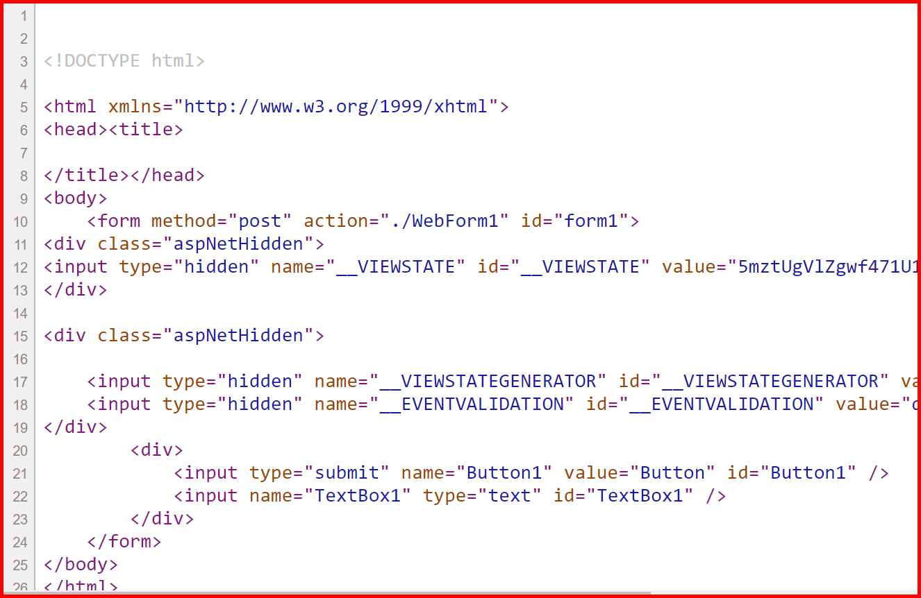 Picture showing the rendered html of the web page without _dopostback function